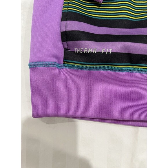 Nike Therma Fit Full Zip Hoodie Jacket Purple Black Yellow Strip Size Girls L - Picture 5 of 8